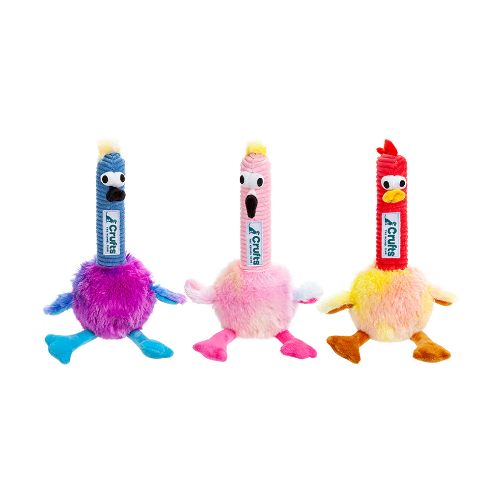 Crufts squeaky plush bird toy