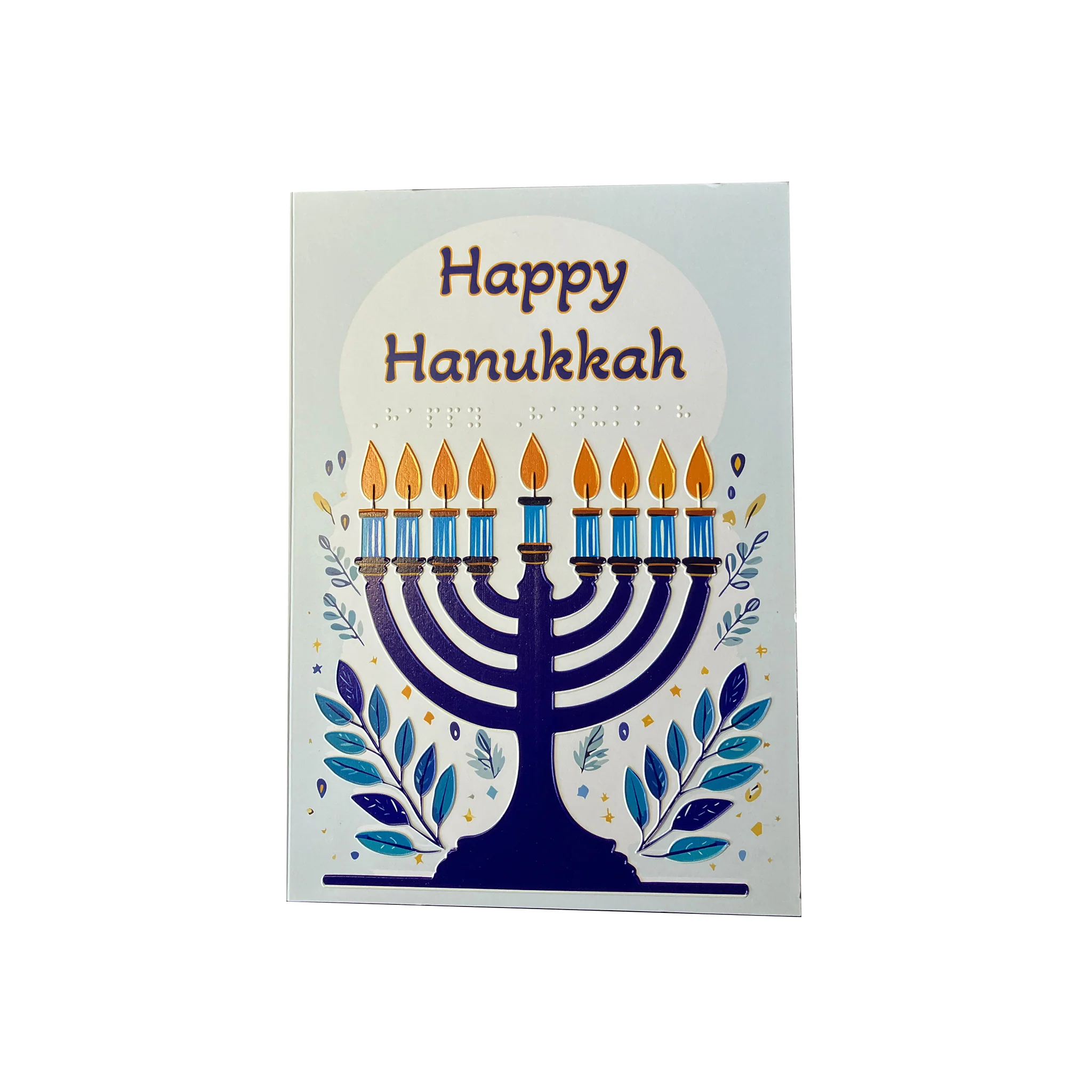 Inclusive Happy Hanukkah with Menorah charity card