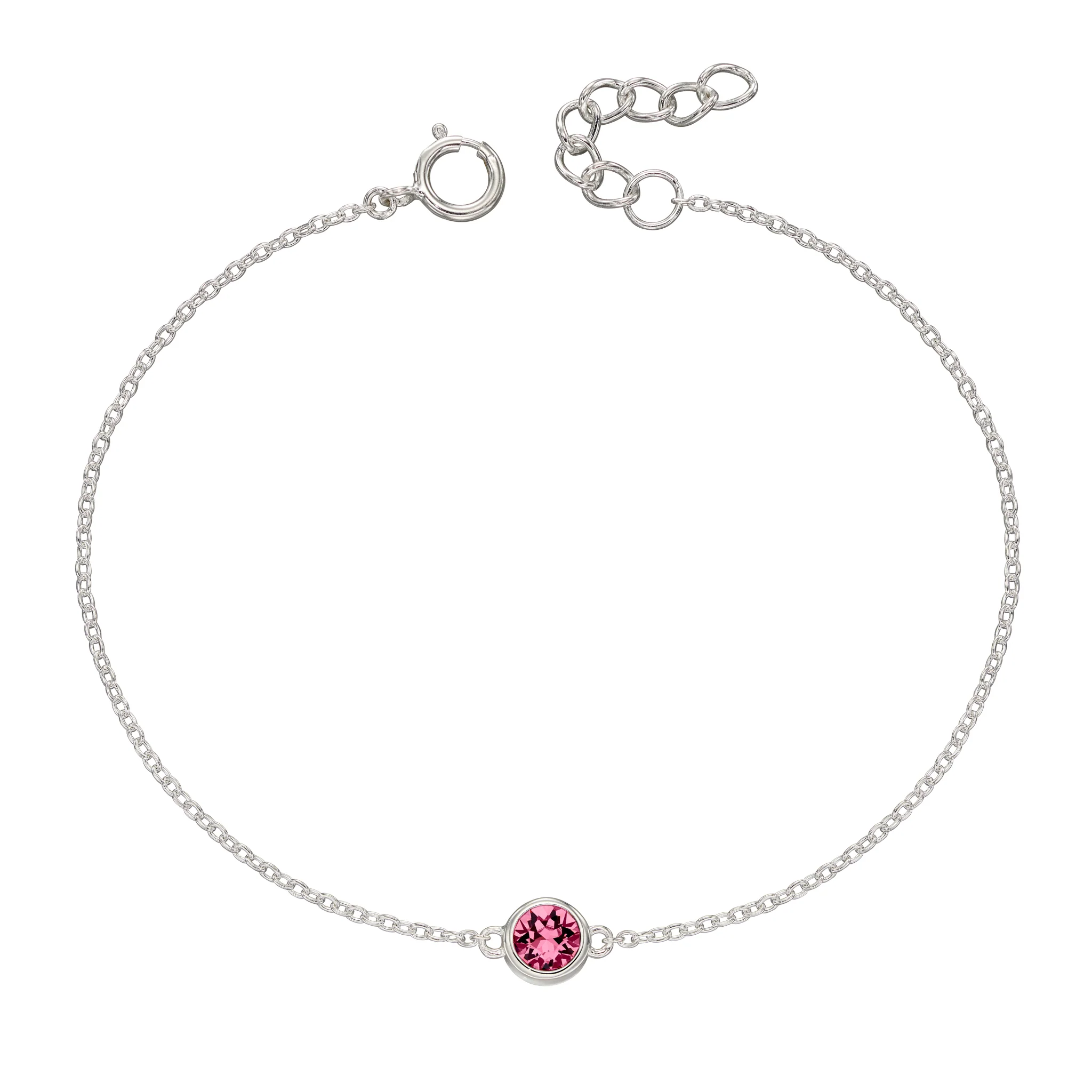 Silver bracelet with crystal birthstone with gift box - Image 10