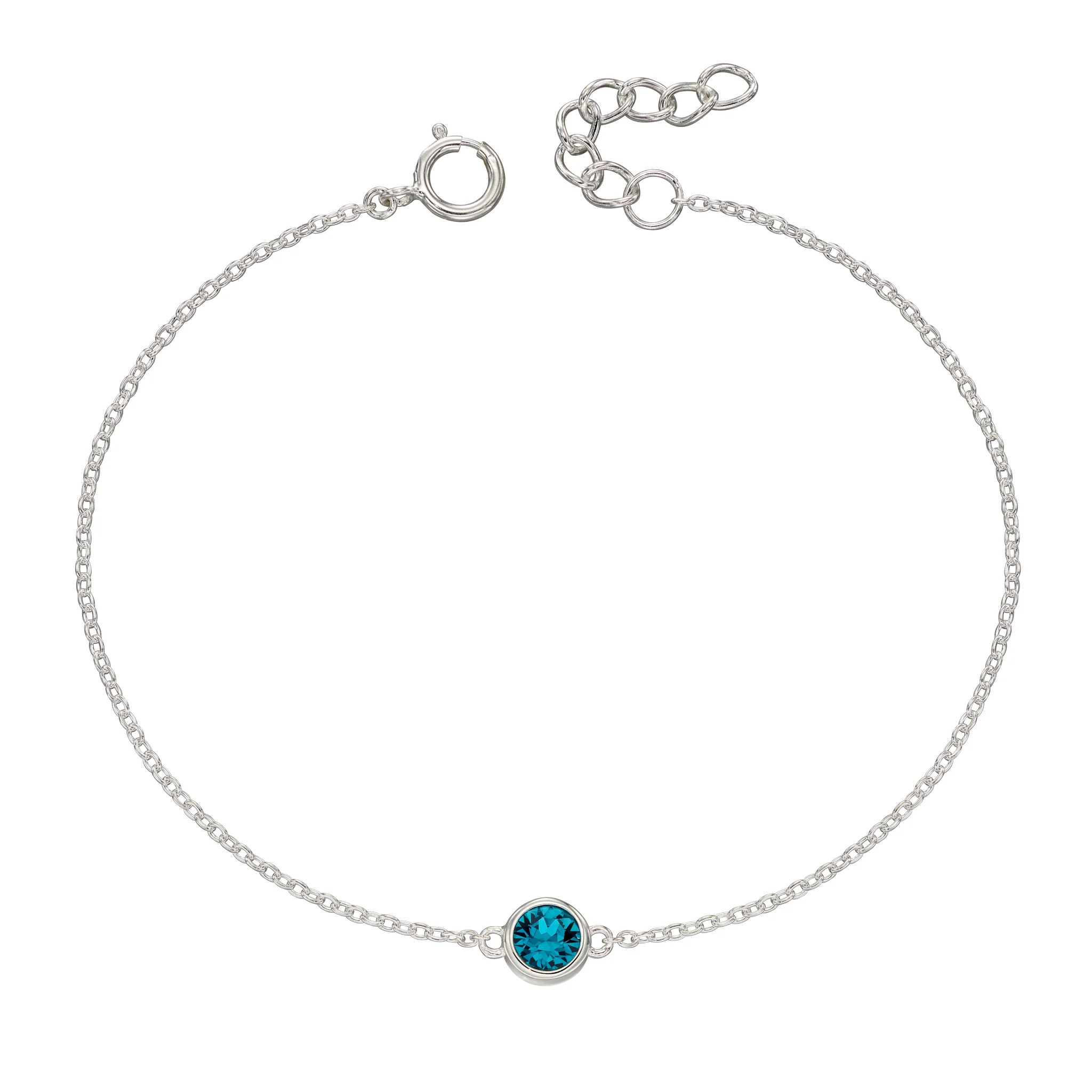 Silver bracelet with crystal birthstone with gift box - Image 12