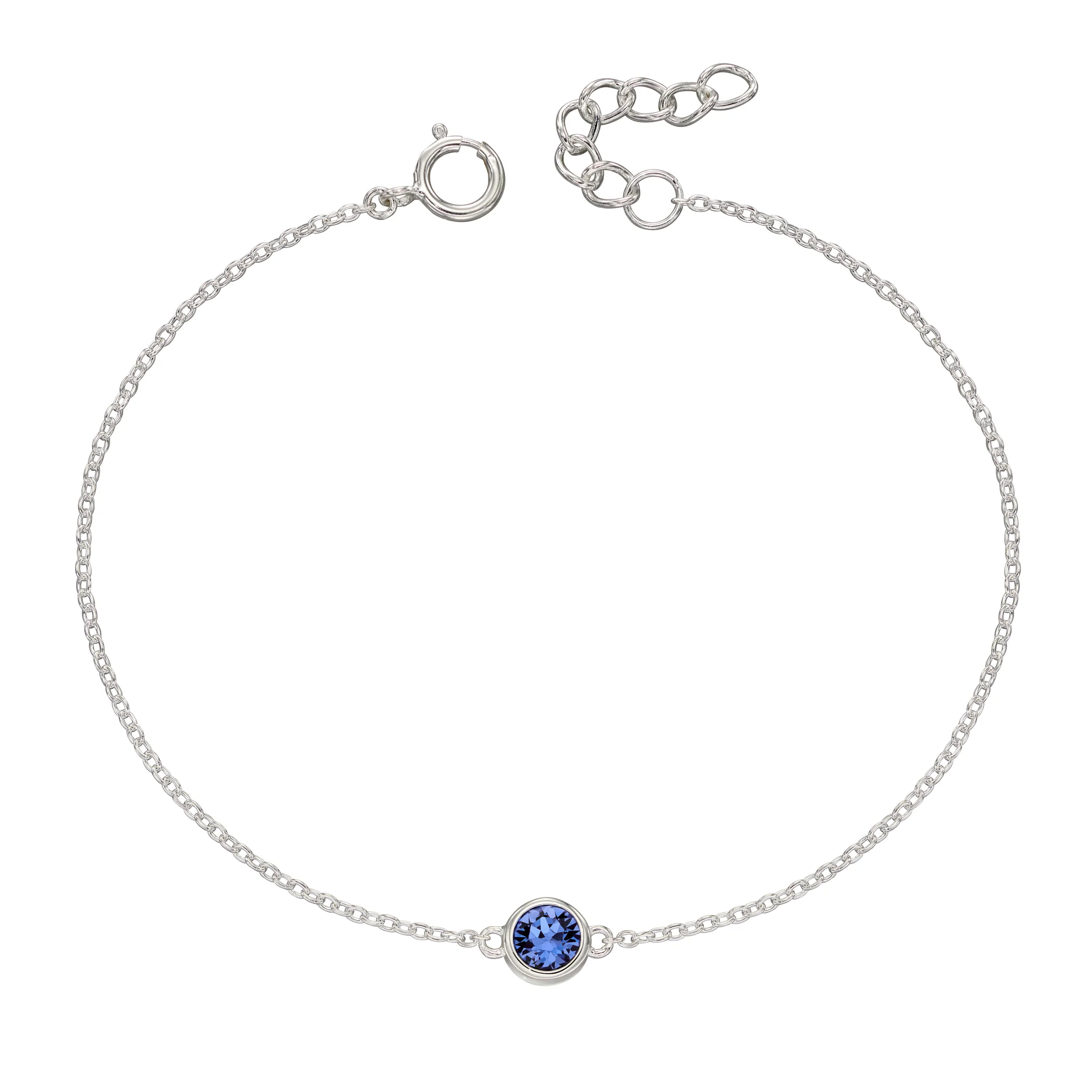 Silver bracelet with crystal birthstone with gift box - Image 9